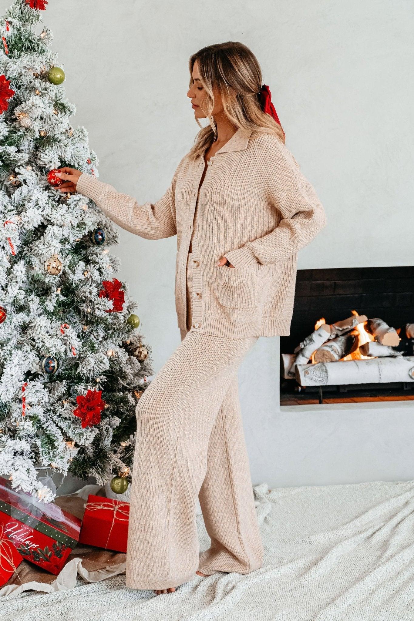 Tan Ribbed Button Down Cardigan - FINAL SALE Female Product Image