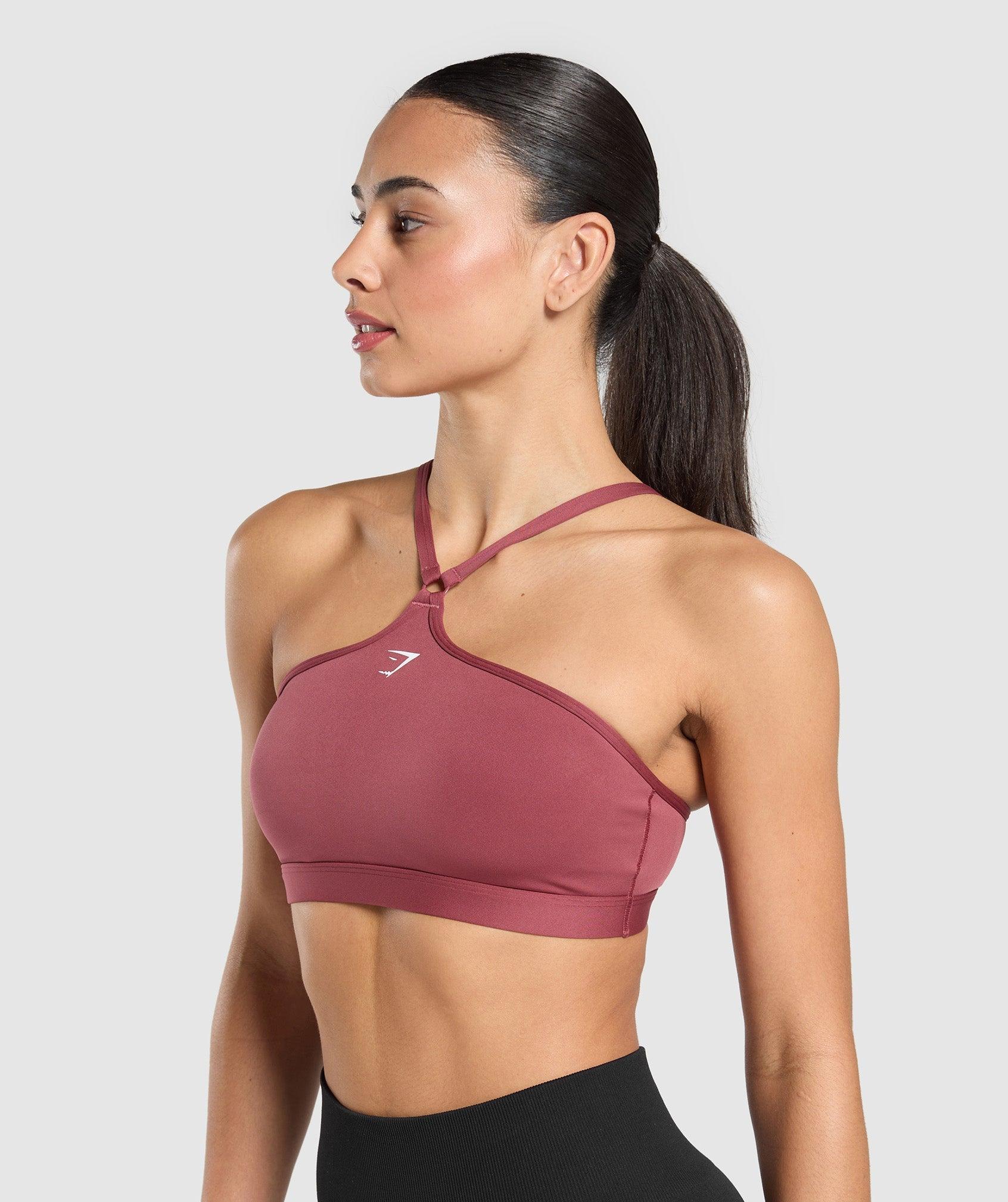 Gymshark Halter Neck Sports Bra - Washed Berry Pink Female Product Image