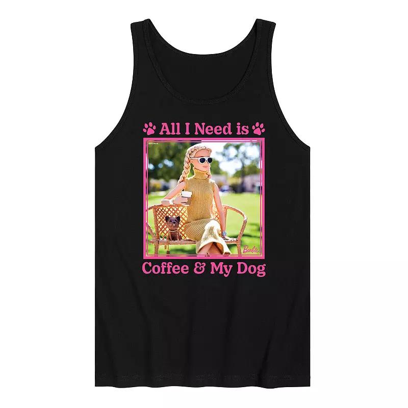 Men's Barbie® All I Need Is Coffee Dog Graphic Tank Top,  Product Image