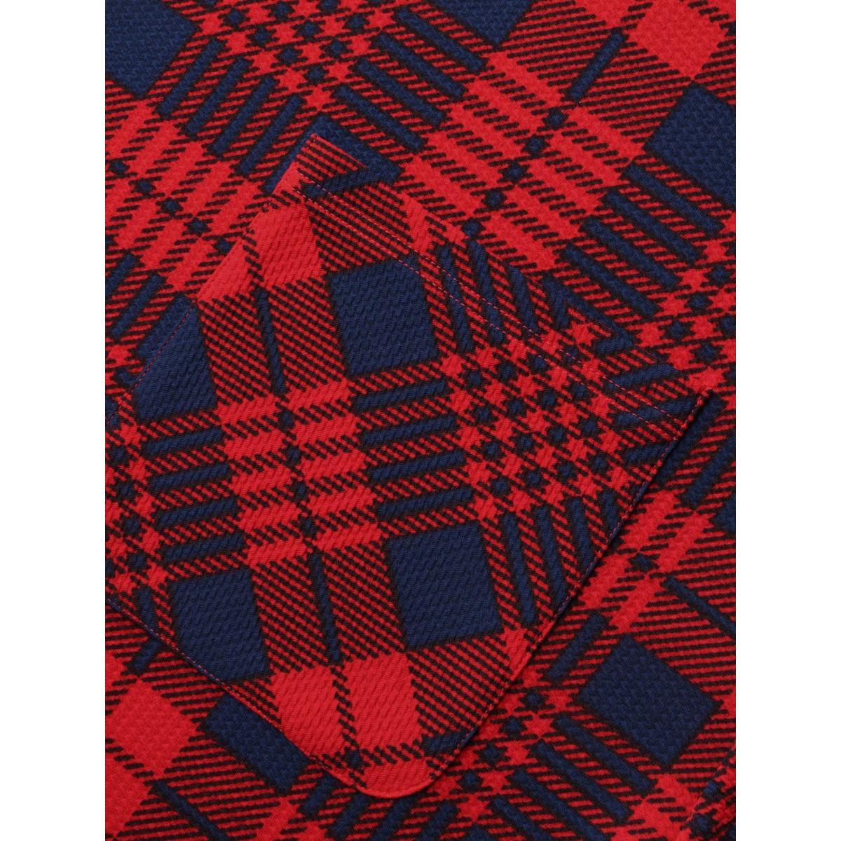 Plus Size Holiday Plaid Sleeveless Stretch Midi Dress Crimson Women Casual Button Party Curvy Bloomchic 14-16/1X Product Image