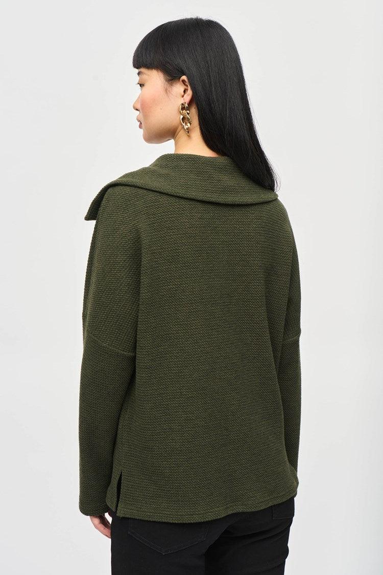Textured Sweater Knit Boxy Top - Iguana Product Image
