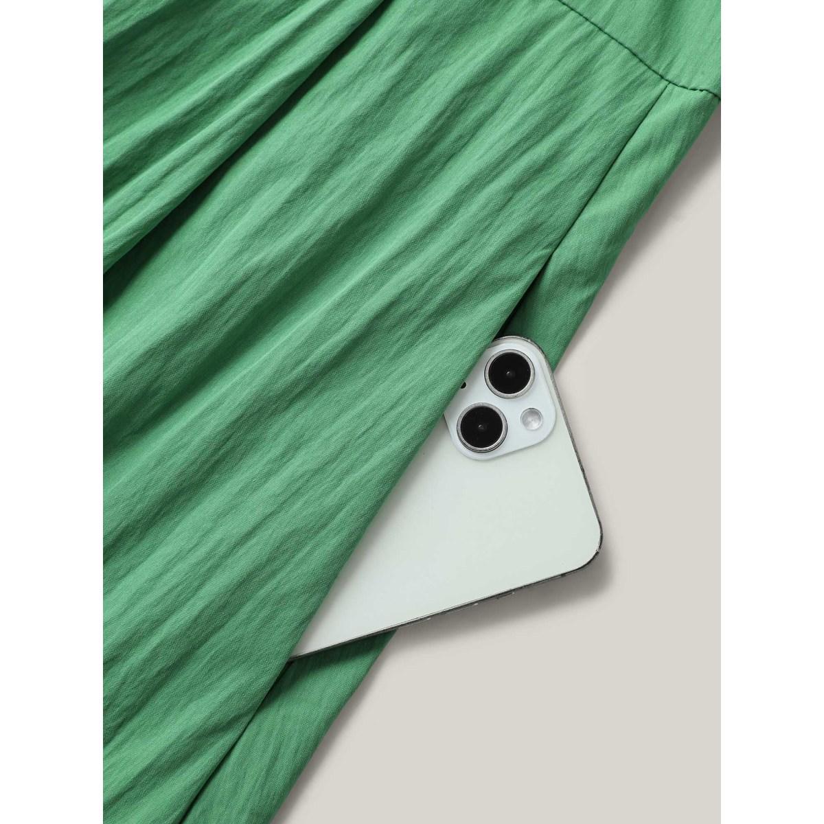 Plus Size Solid Adjustable Straps Pockets Midi Dress Truegreen Women Non Sleeveless Curvy BloomChic 30/6X Product Image