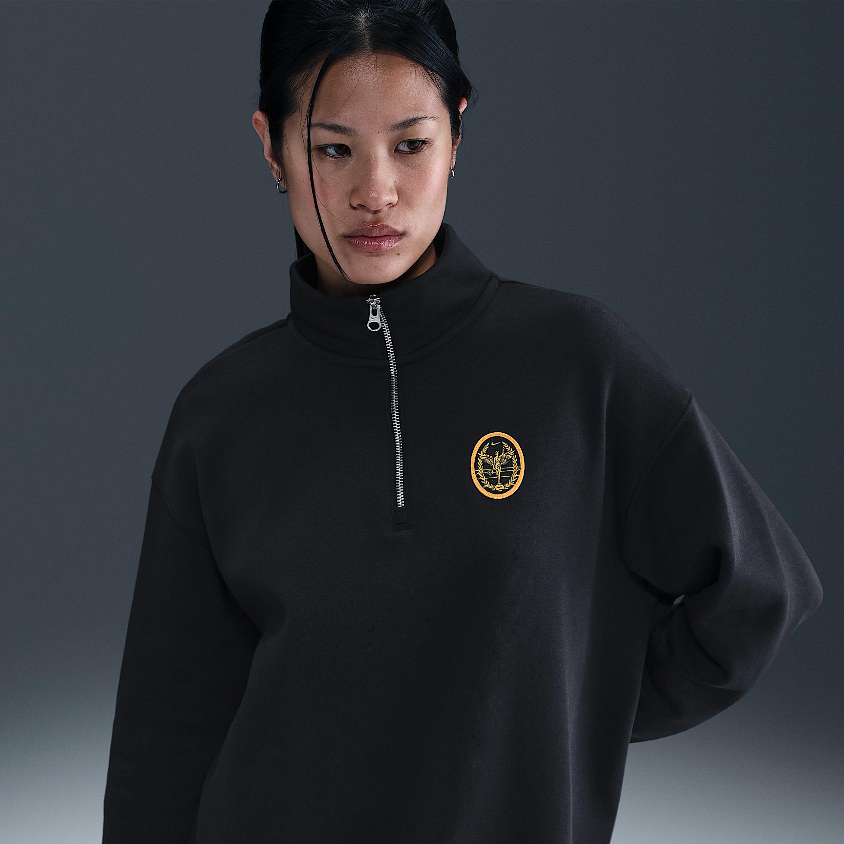 Womens Nike Sportswear Phoenix Fleece Oversized 1/4-Zip Long Sweatshirt | IH7804-323 Product Image