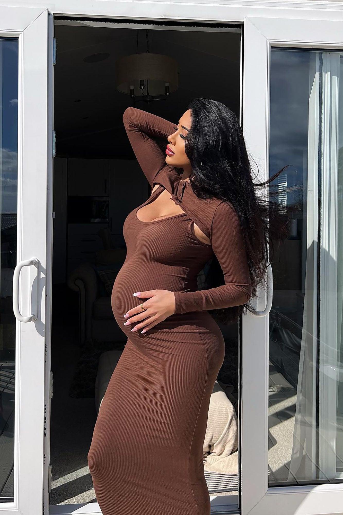 Veronia 2 Piece RIbbed Maxi Dress Set - Chocolate Product Image