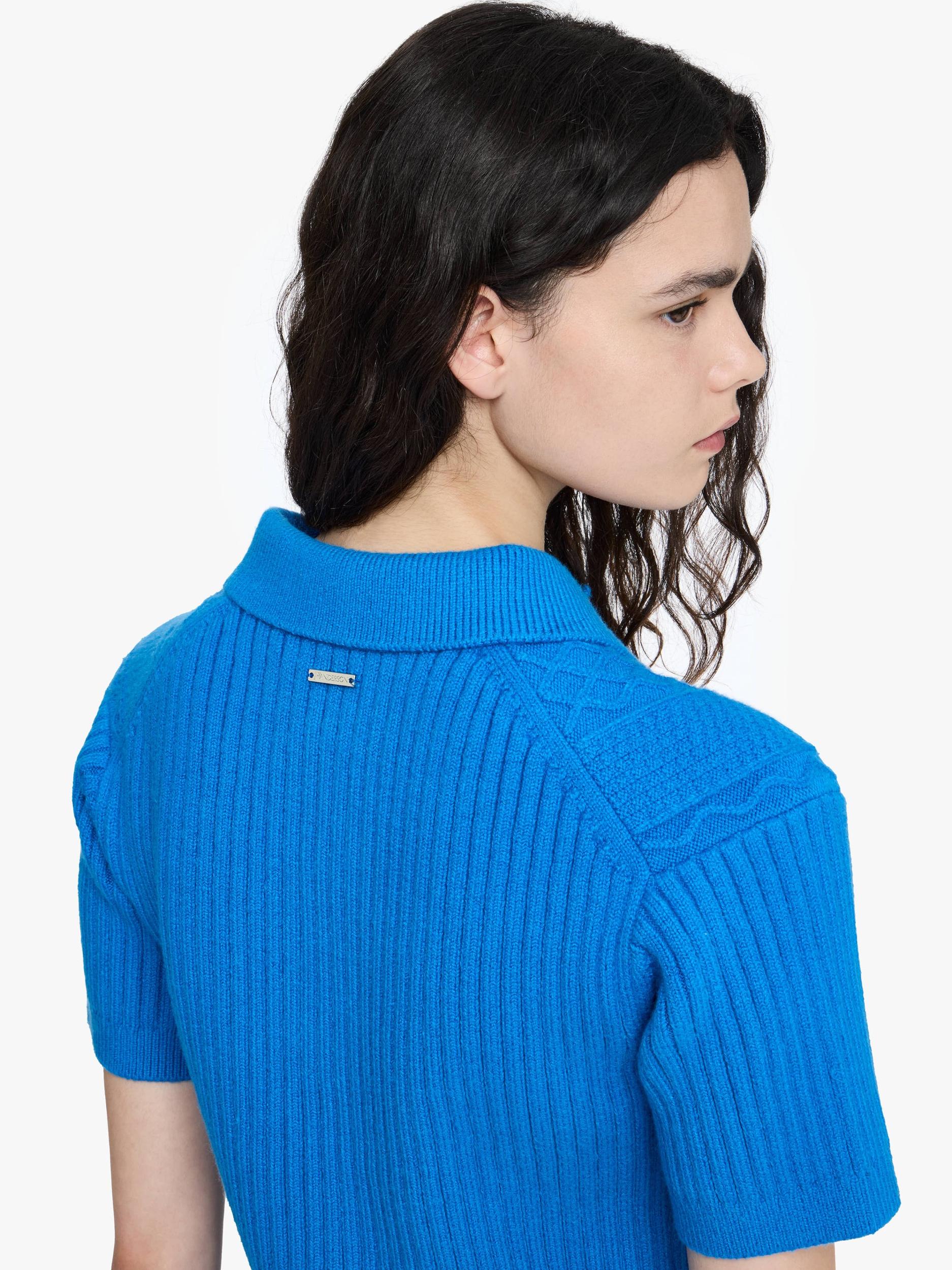CROPPED CABLE KNIT POLO Product Image