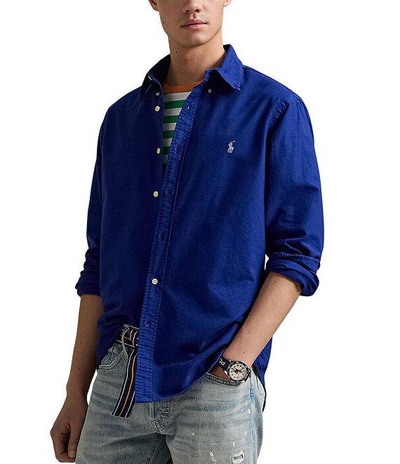 Polo Ralph Lauren Solid Garment-Dye Oxford Classic Fit Long Sleeve Woven Shirt Product Image