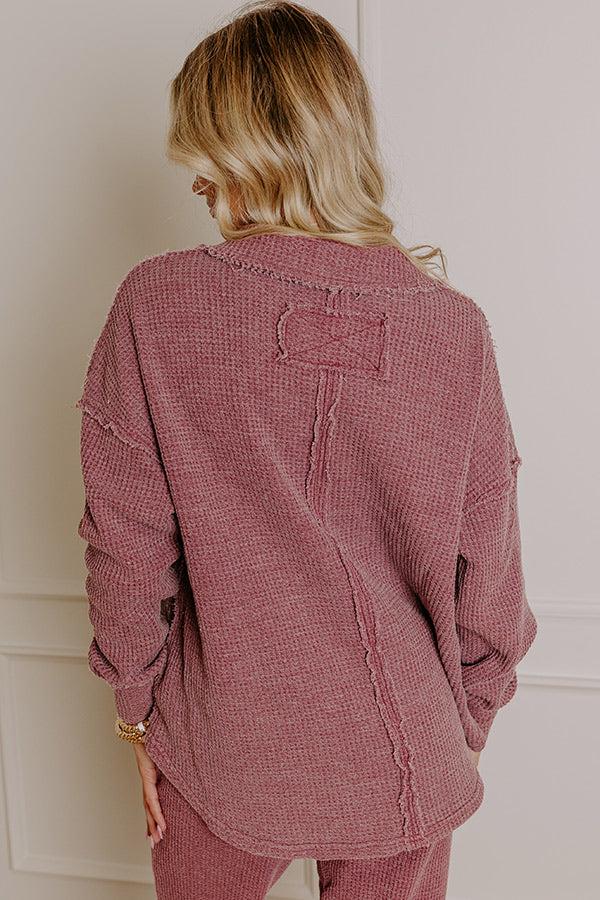 Cozy Haven Vintage Wash Knit Top in Sangria Product Image