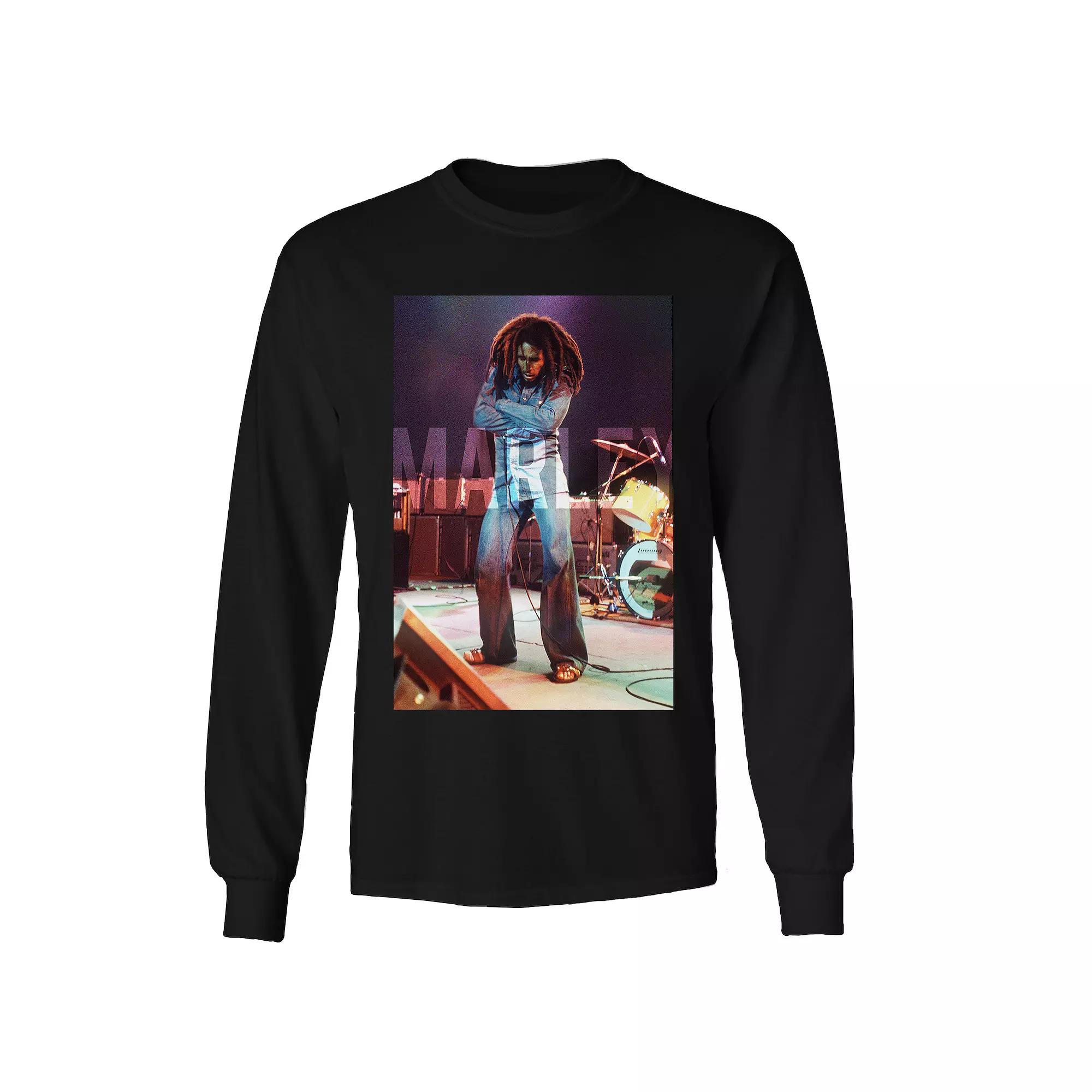 Men's Bob Marley Arms Crossed Long Sleeve Tee, Size: XL, Black Product Image