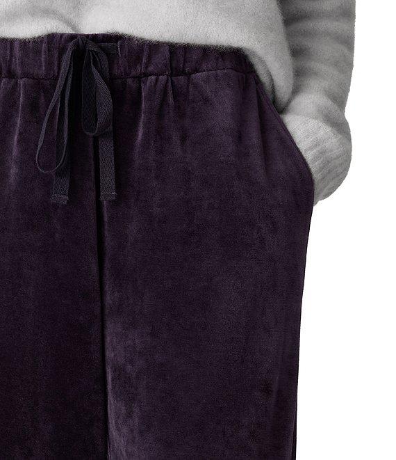 Eileen Fisher Velvety Velour Knit Mid-Rise Wide Leg Pants Product Image