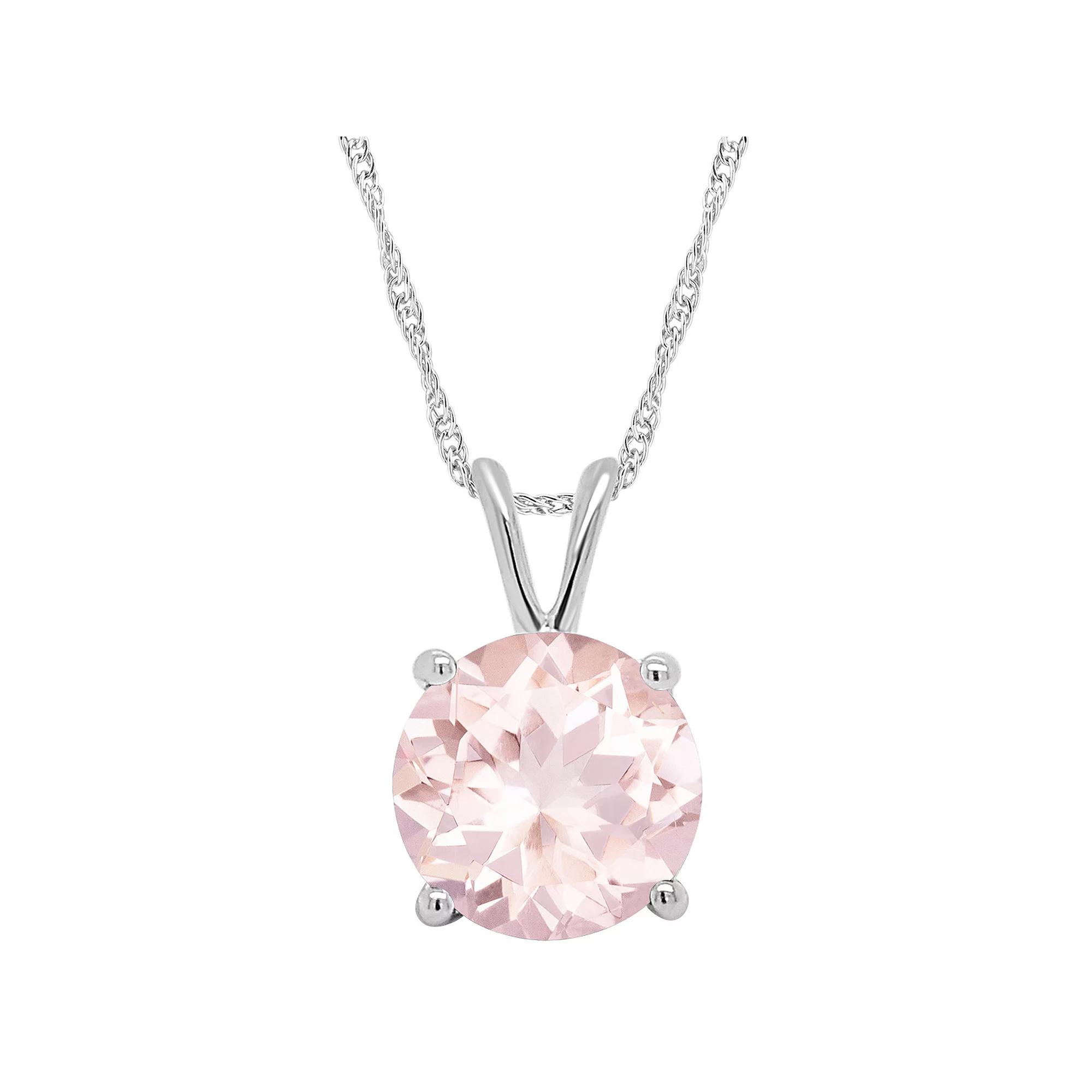 Alyson Layne 14k Gold Round Morganite Pendant Necklace, Women's,  Product Image