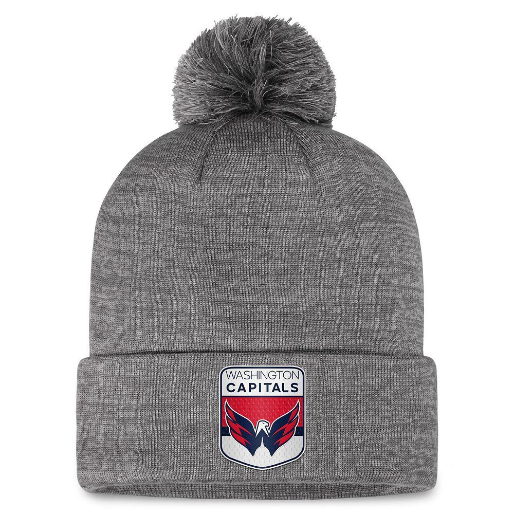 Men's Fanatics Branded Gray Washington Capitals Authentic Pro Home Ice Cuffed Knit Hat with Pom, Grey Product Image