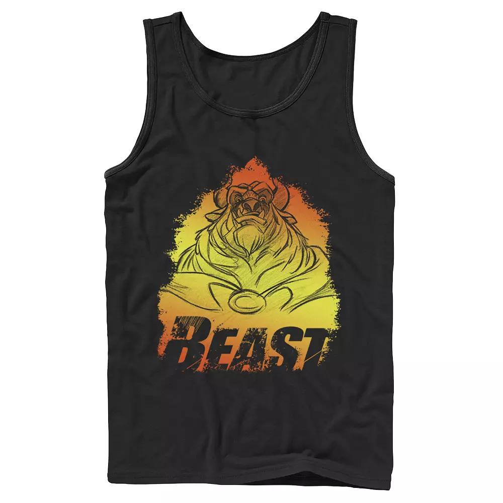 Disney's The Beauty And The Beast Gradient Portrait Men's Tank Top, Size: Large, Black Product Image
