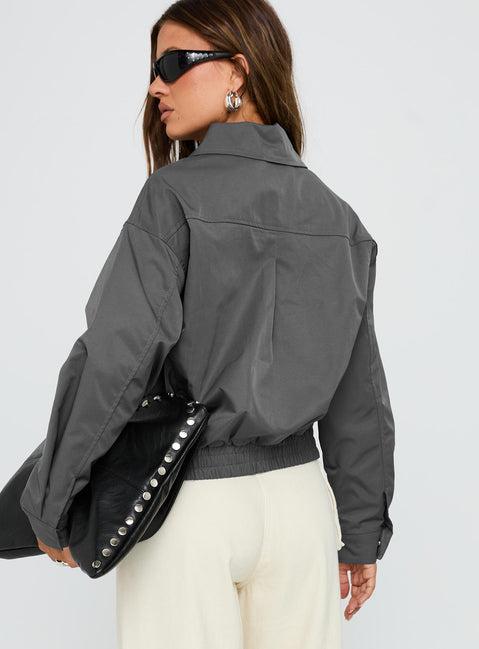 Call You Up Bomber Jacket Charcoal Product Image
