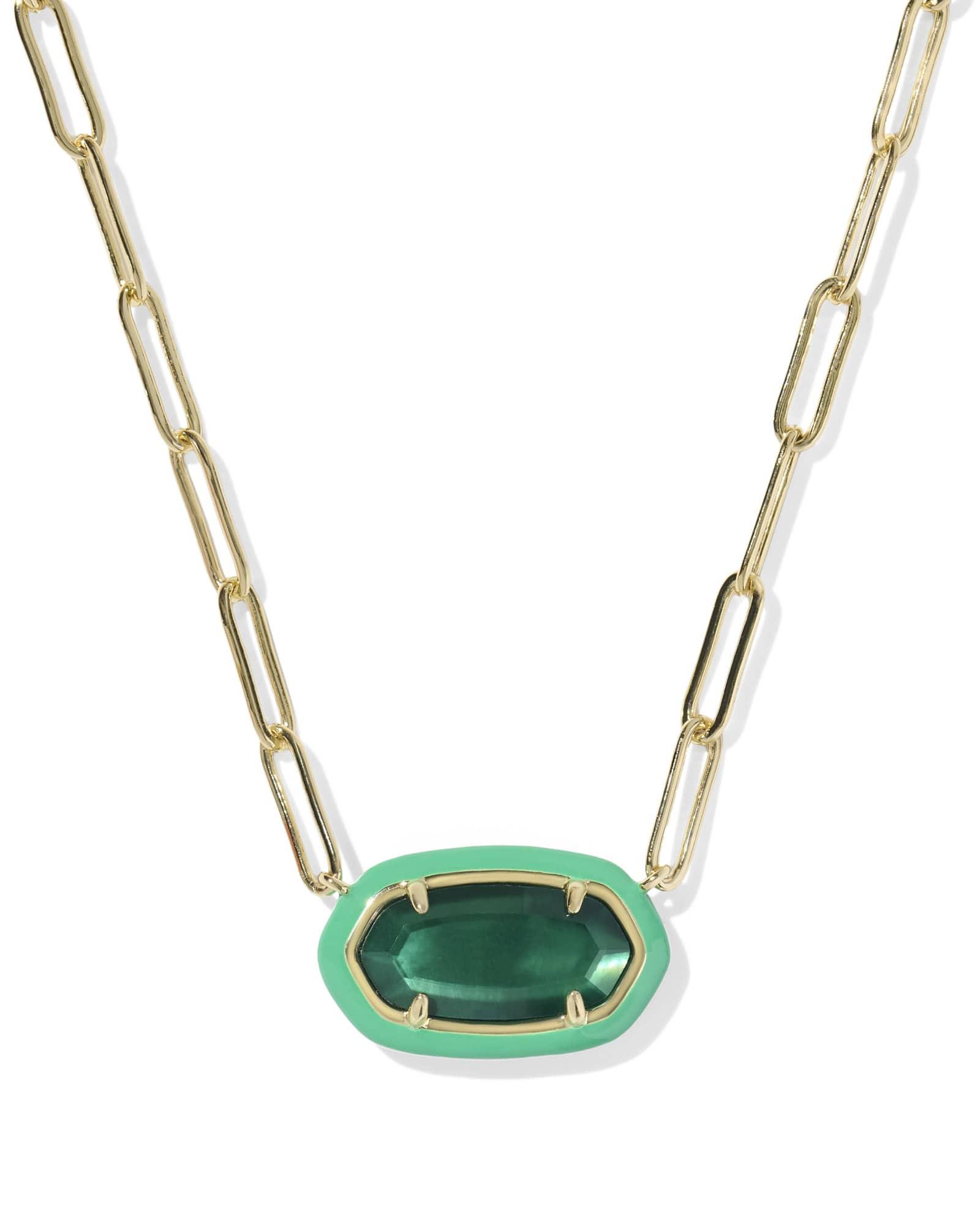 Elisa Enamel Frame Gold Paperclip Necklace Product Image