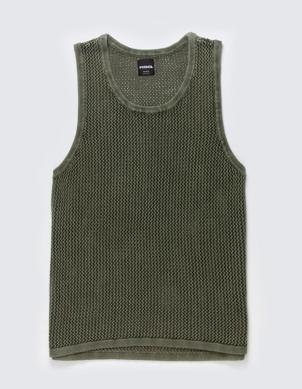 RSQ Mens Crochet Tank Top - OLIVE Product Image