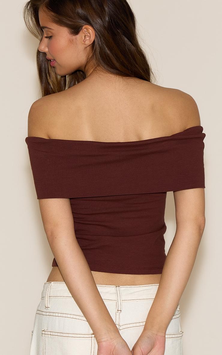 Chocolate Soft Cotton Bardot Top Product Image