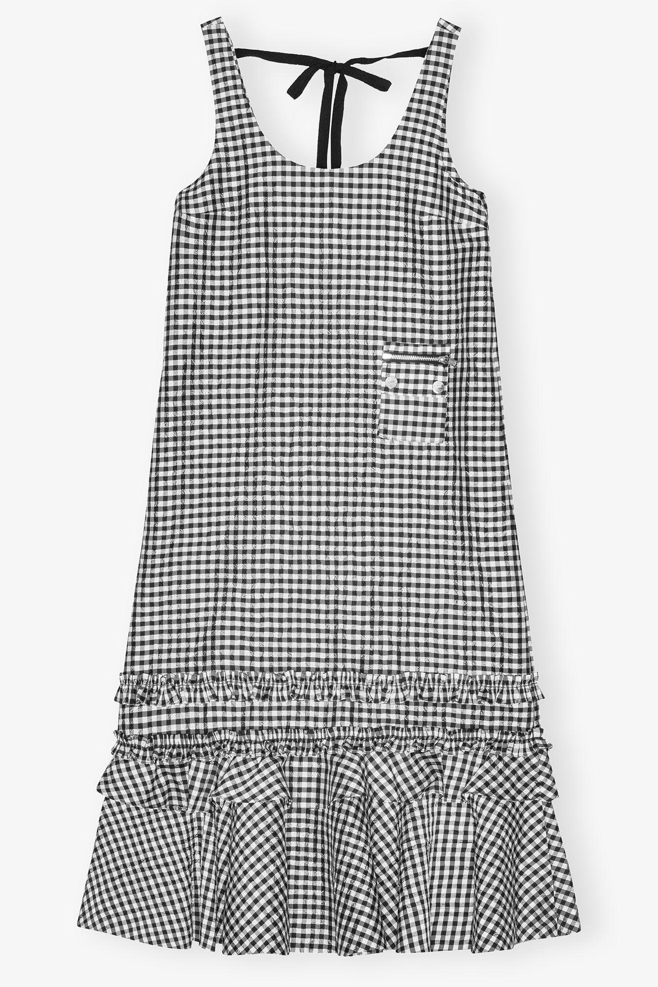 Crinkled Check Long Dress Product Image