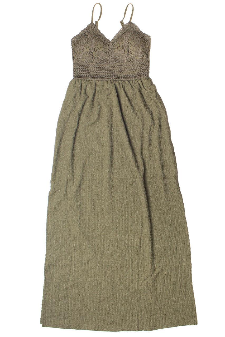 Floral Lace Top Gauze Maxi Dress Product Image