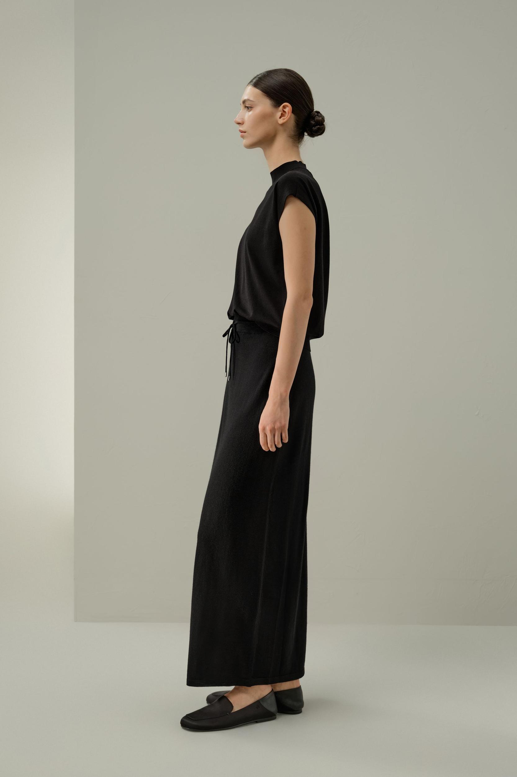 Merino Wool Drawstring Maxi Skirt Product Image