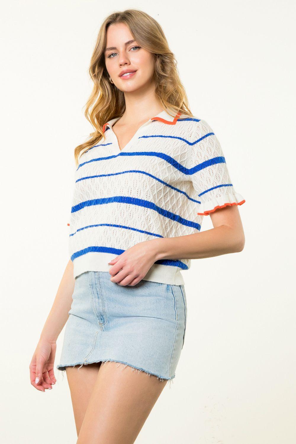 Short Sleeve Textured Knit Top Product Image