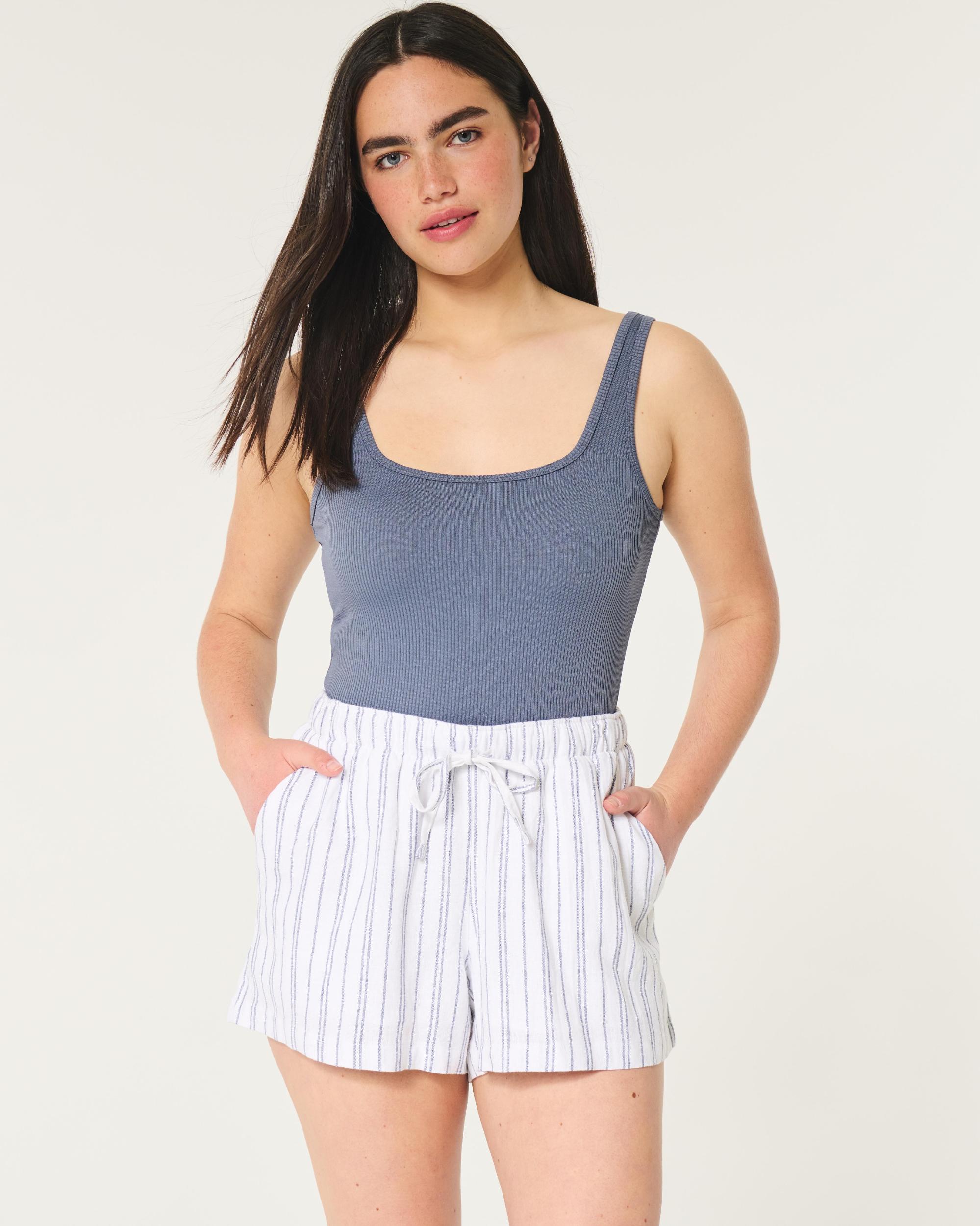Hollister Ella Adjustable Rise Linen-Blend Pull-On Shorts Product Image