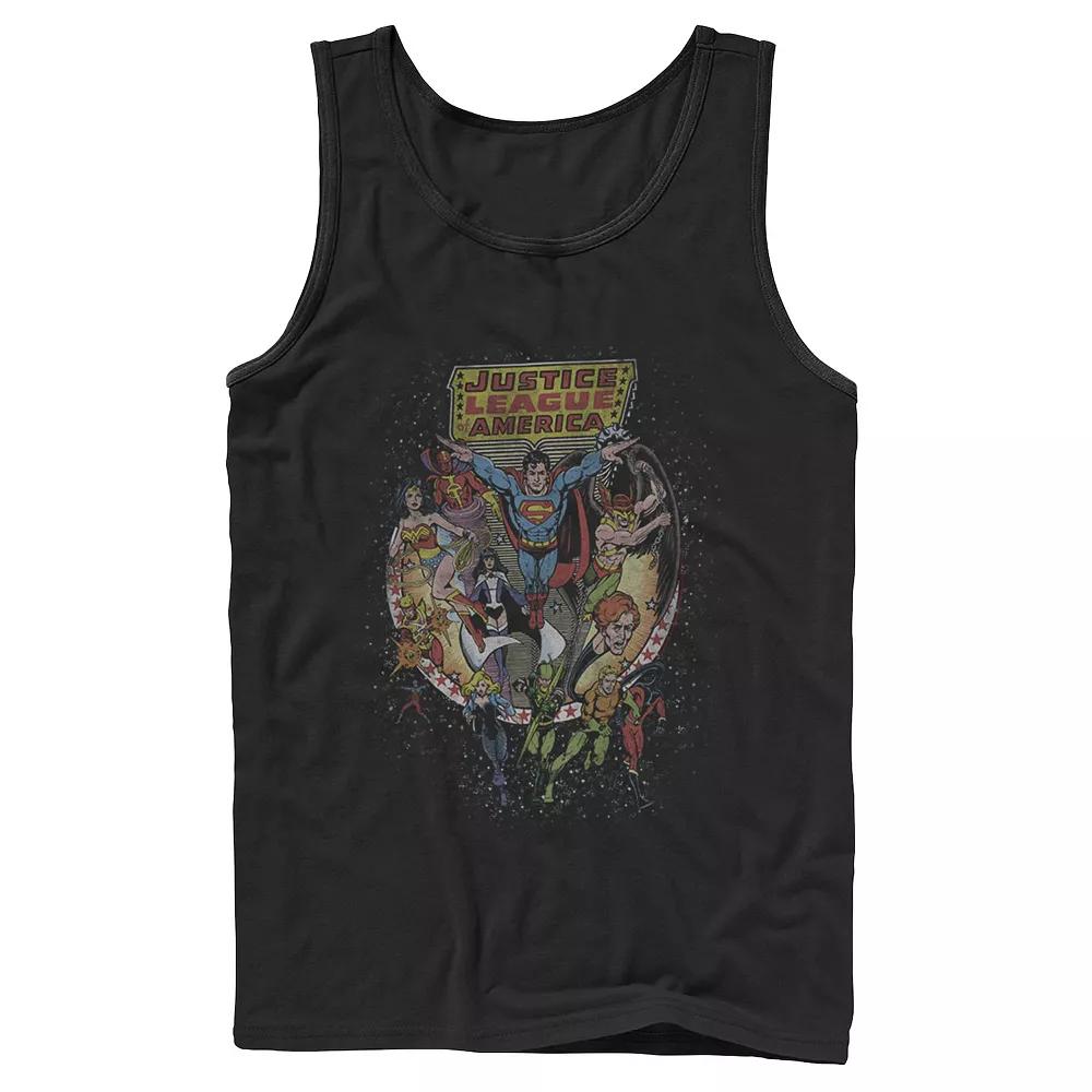 Men's DC Comics Justice League Group Shot Distressed Poster Tank Top,  Product Image