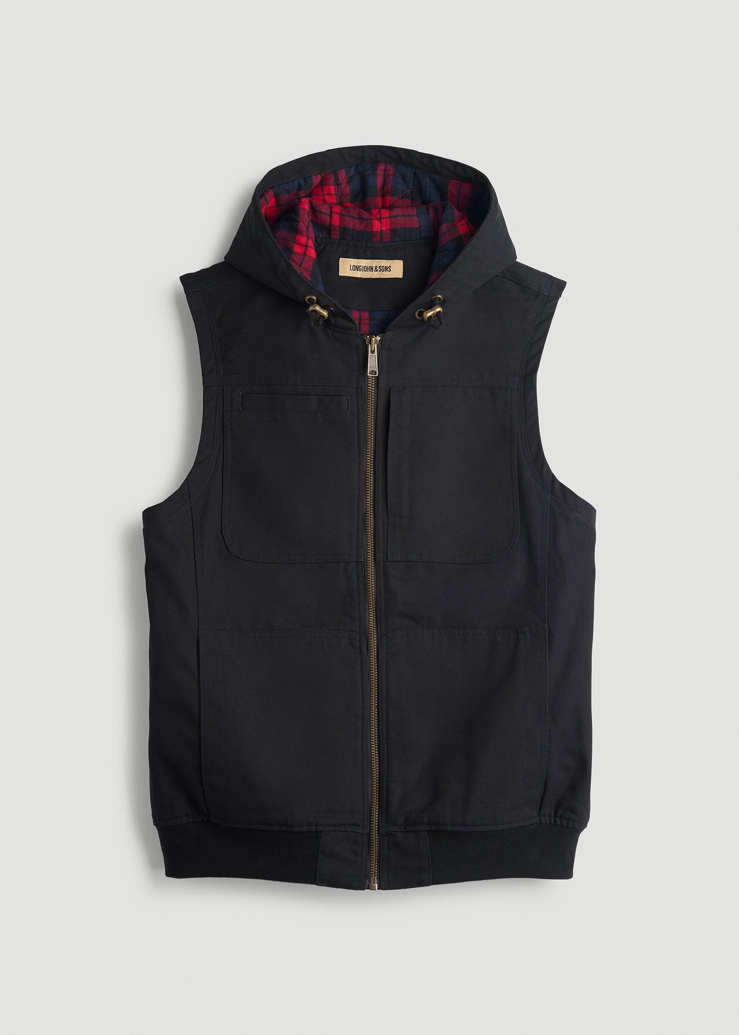LJ&S Flannel-Lined Canvas Work Vest for Tall Men in Black Male Product Image
