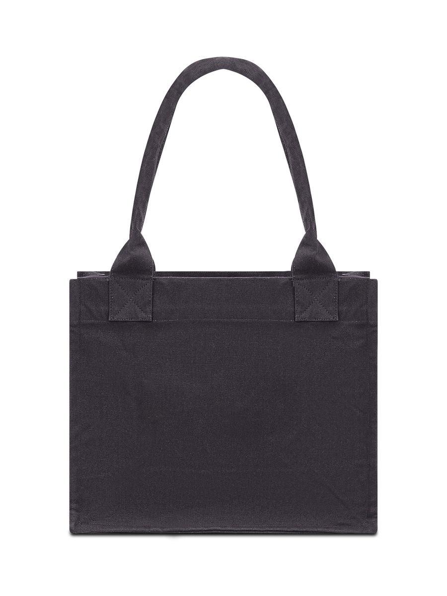 GANNI Black Shopper With Embroidered Logo On The Front In Denim Woman In Multicolor Product Image