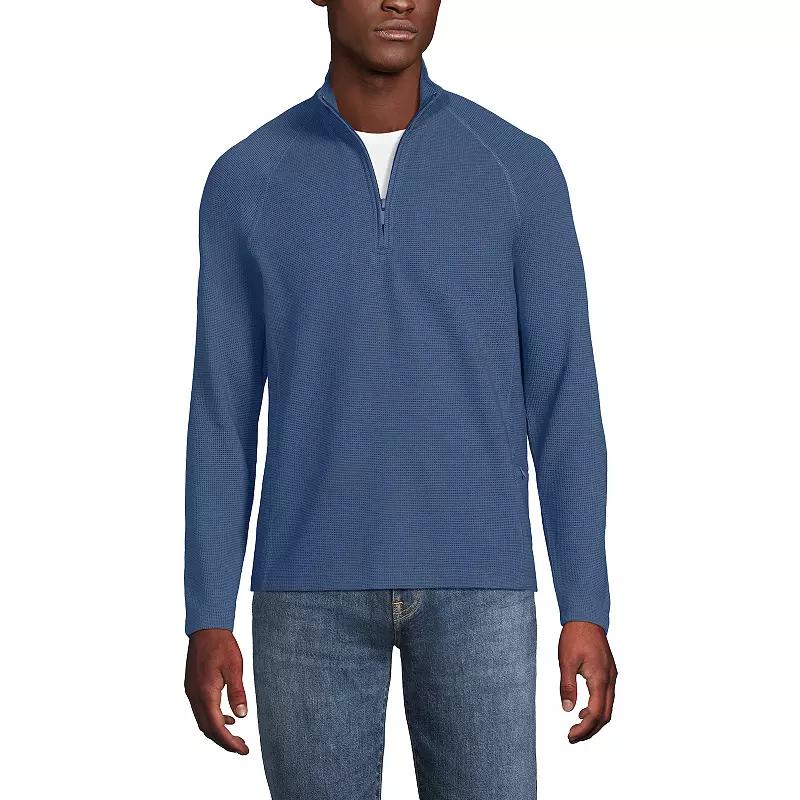 Men's Lands' End Long Sleeve Hybrid Textured Quater Zip Pullover,  Product Image