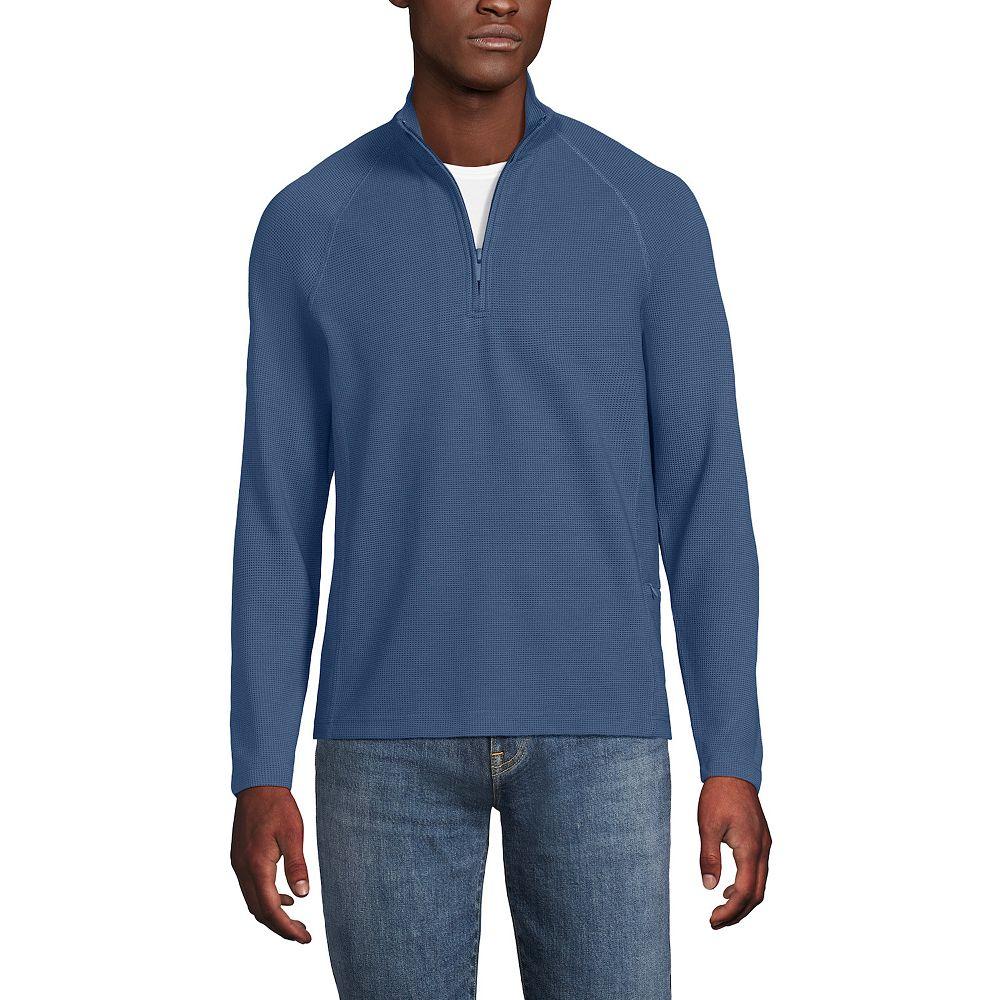 Men's Lands' End Long Sleeve Hybrid Textured Quater Zip Pullover,  Product Image