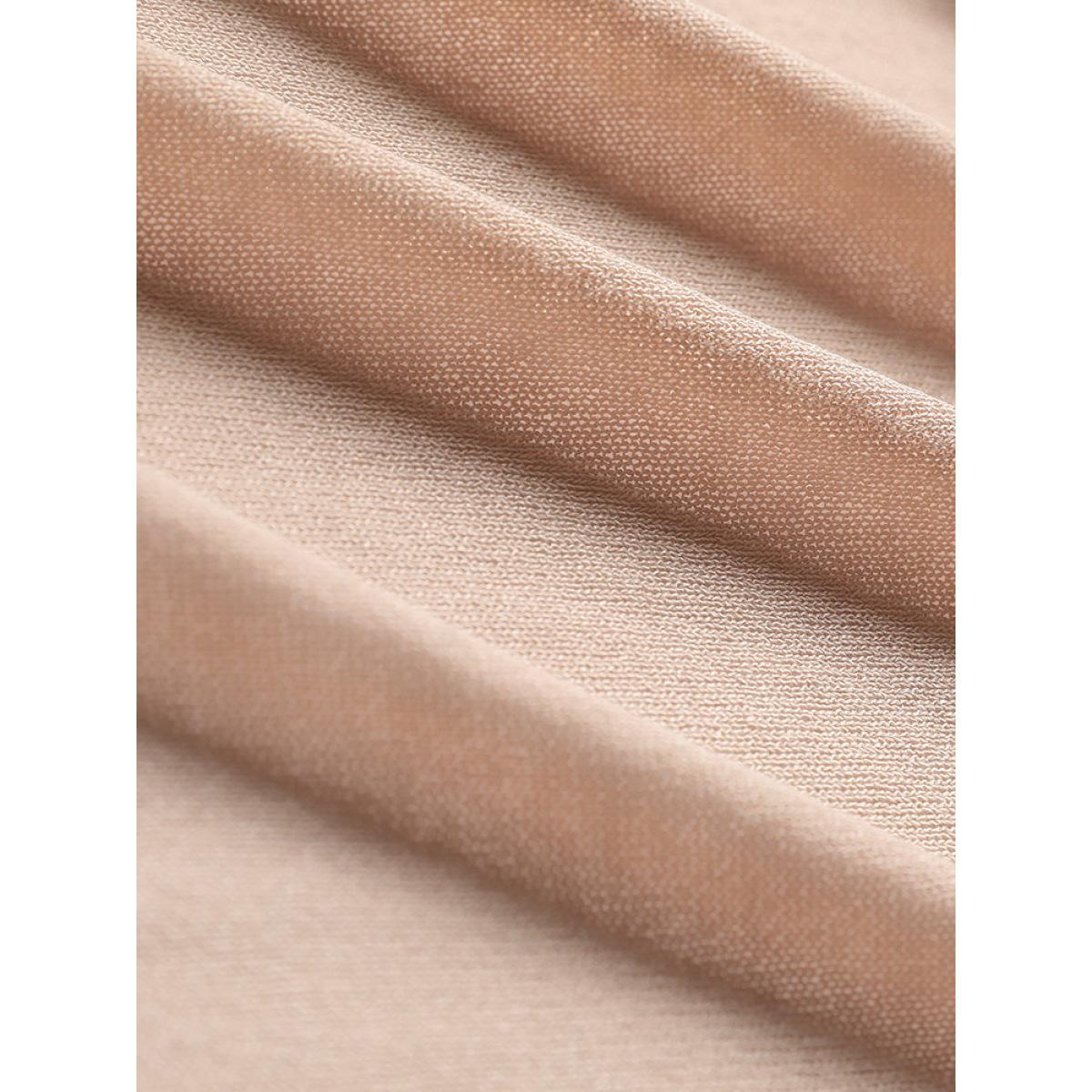 Plus Size Solid Patched Pocket Open Front Breathable Maxi Cardigan Apricot Women Casual Loose Long Sleeve Everyday Cardigans BloomChic 18-20/2X Product Image