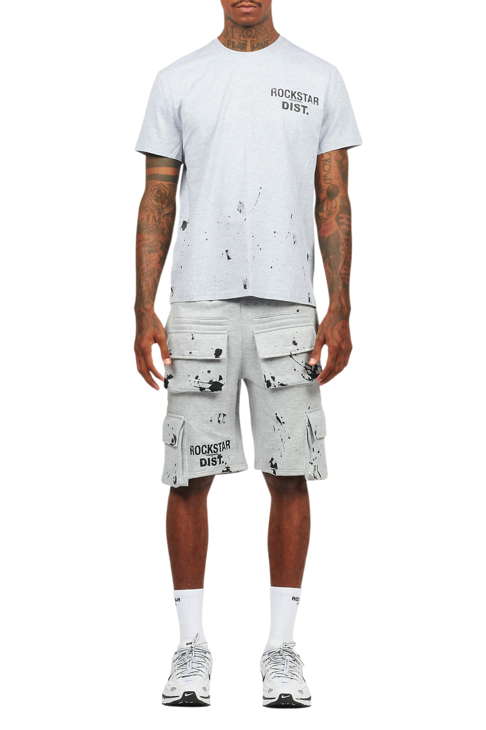 Raffer Heather Grey/Black T-Shirt Cargo Shorts Set Male Product Image