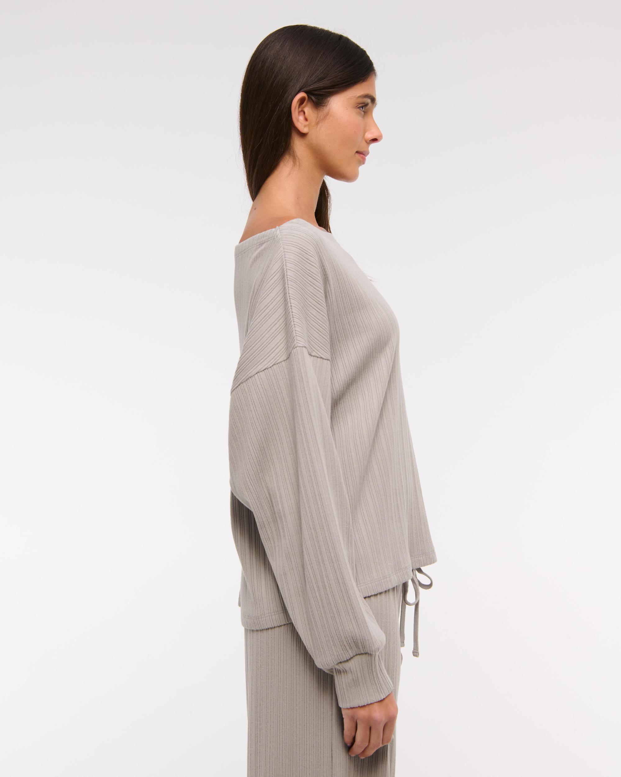 Long-Sleeve Lounge Wide Rib Slash Top Product Image
