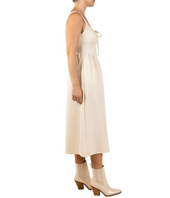 Sadie & Sage Tie Front Scoop Neck Corset Midi Dress Product Image