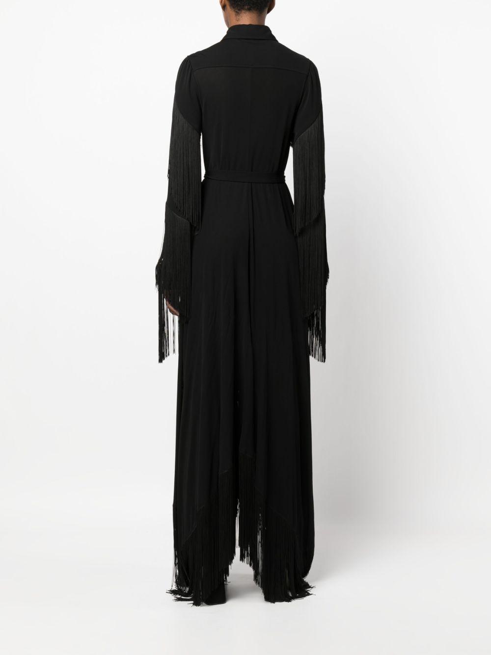 fringe-detail belted maxi dress Product Image