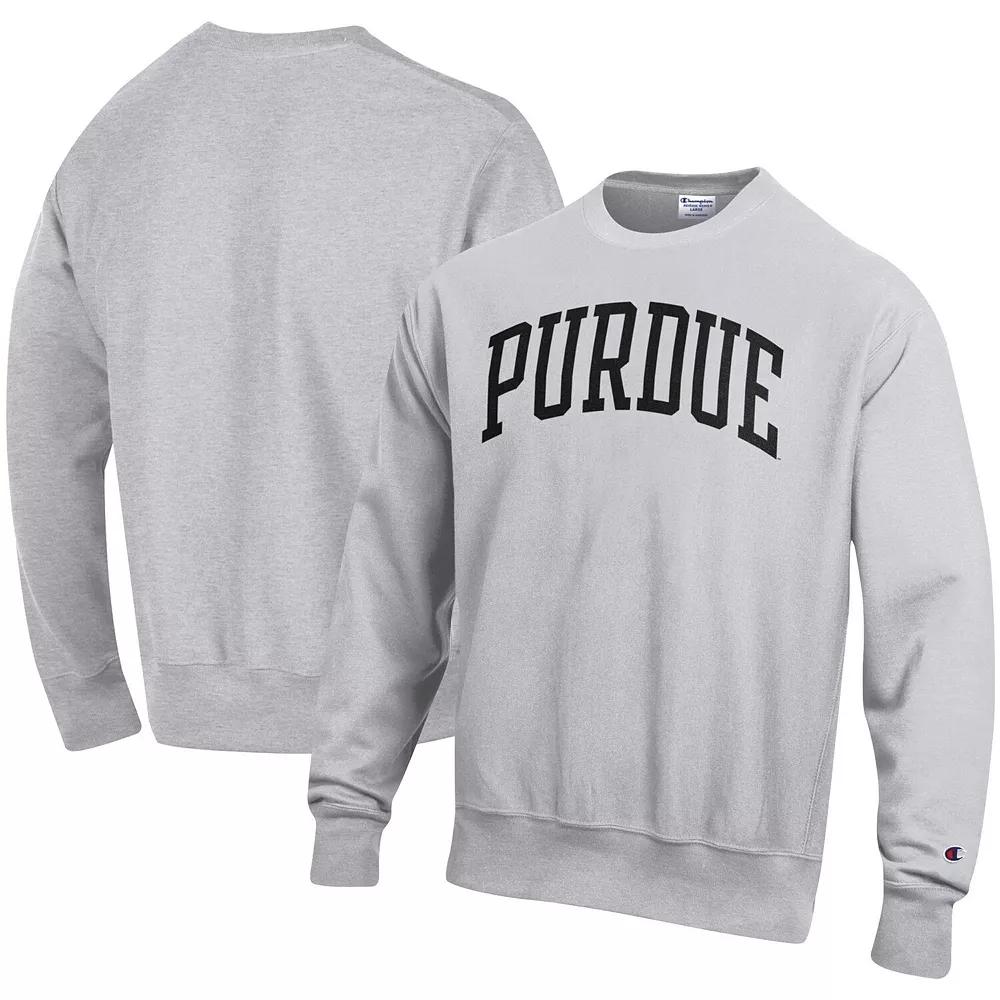 Men's Champion Heathered Gray Purdue Boilermakers Arch Reverse Weave Pullover Sweatshirt,  Product Image