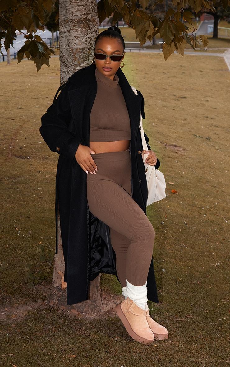 Plus Black Oversized Double Breasted Military Trim Coat Product Image