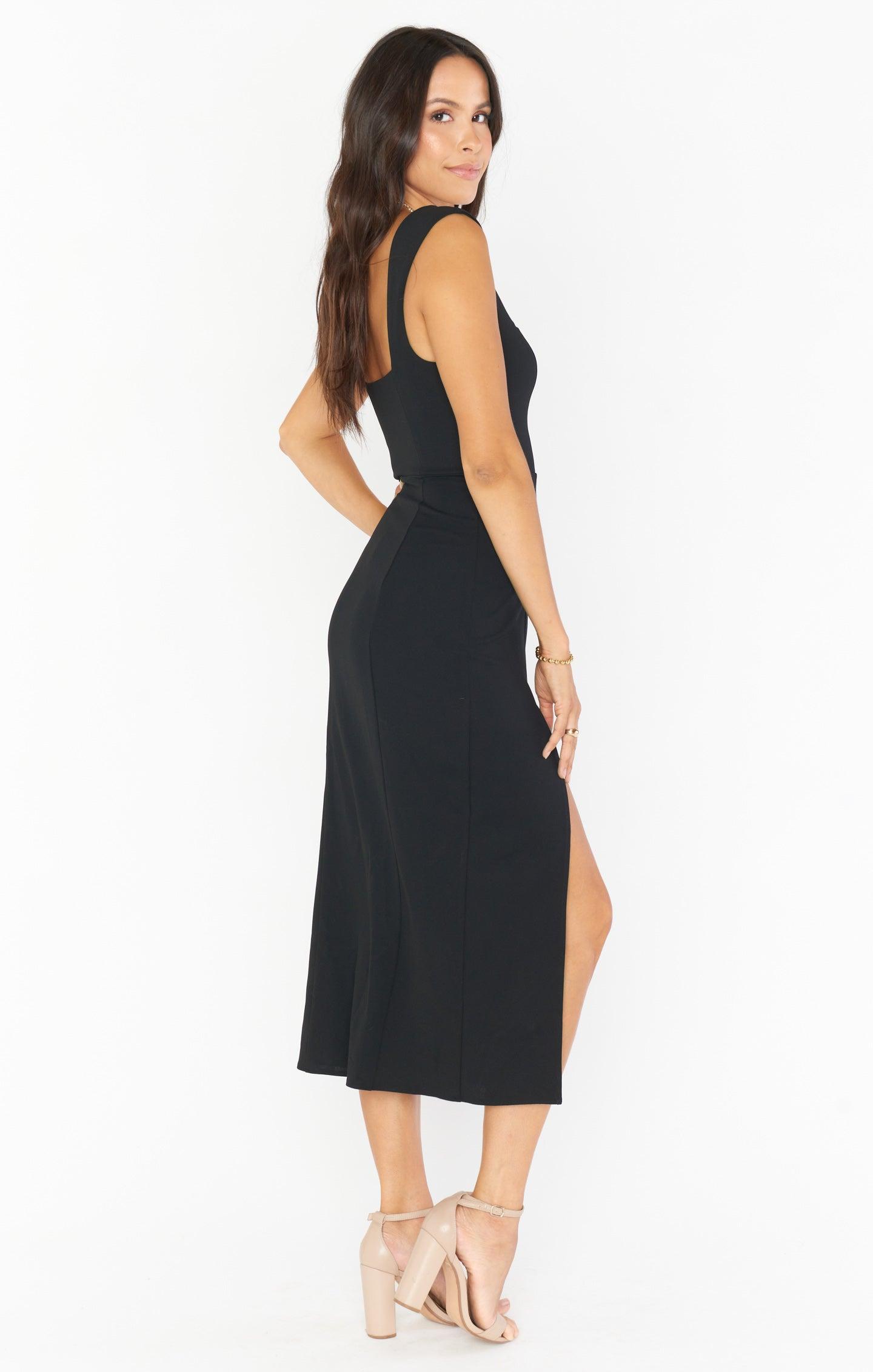Eden Midi Dress ~ Black Stretch Product Image
