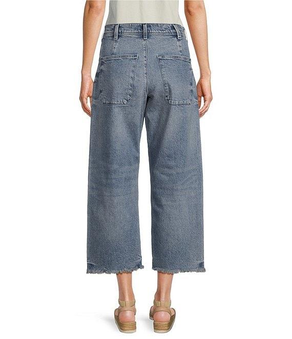 Lucky Brand Stretch Denim High Rise Wide Leg Patch Pocket Jeans Product Image