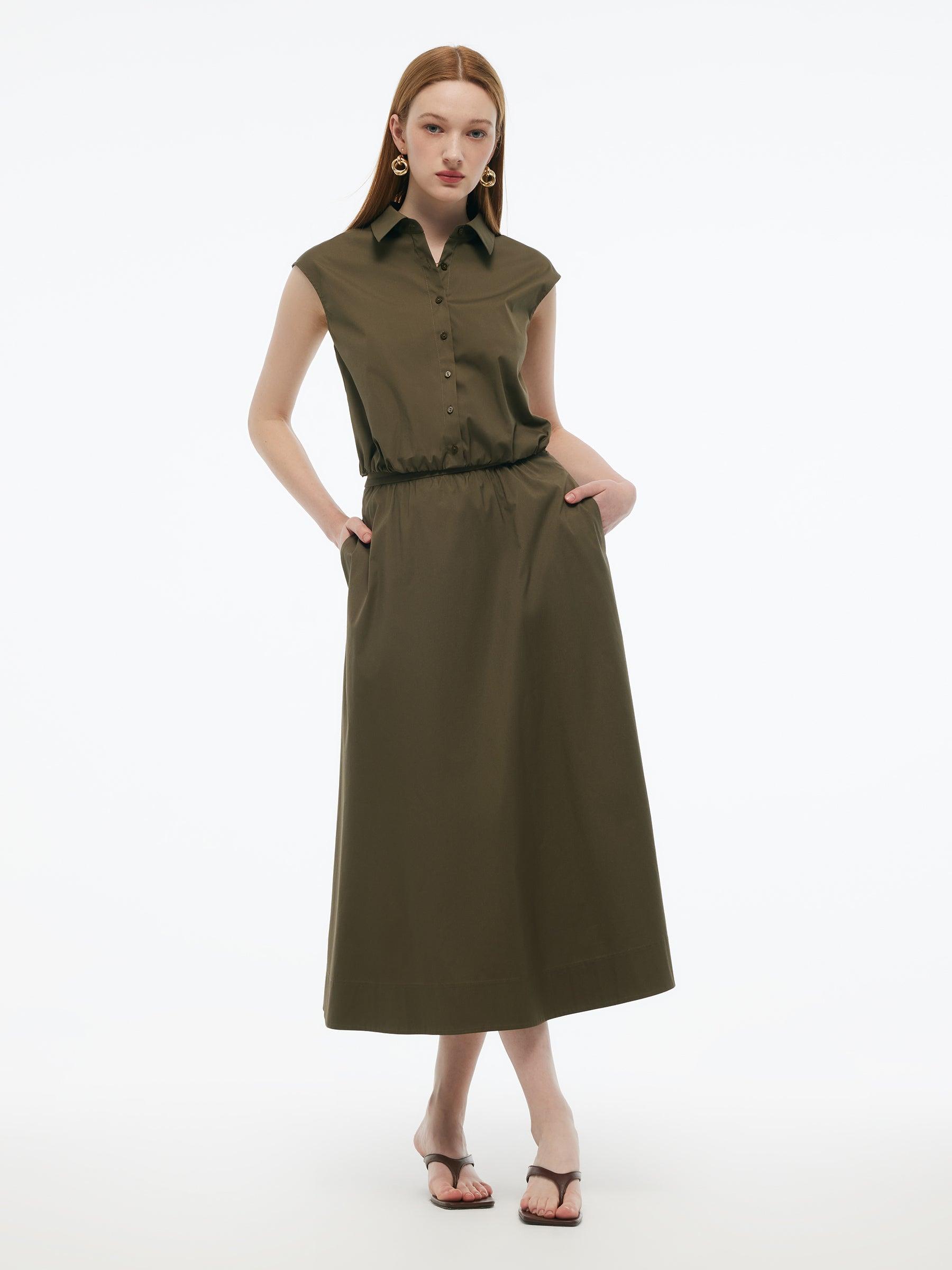 Cap Sleeve Elastic Hem Top And A-Line Skirt Two-Piece Set Product Image
