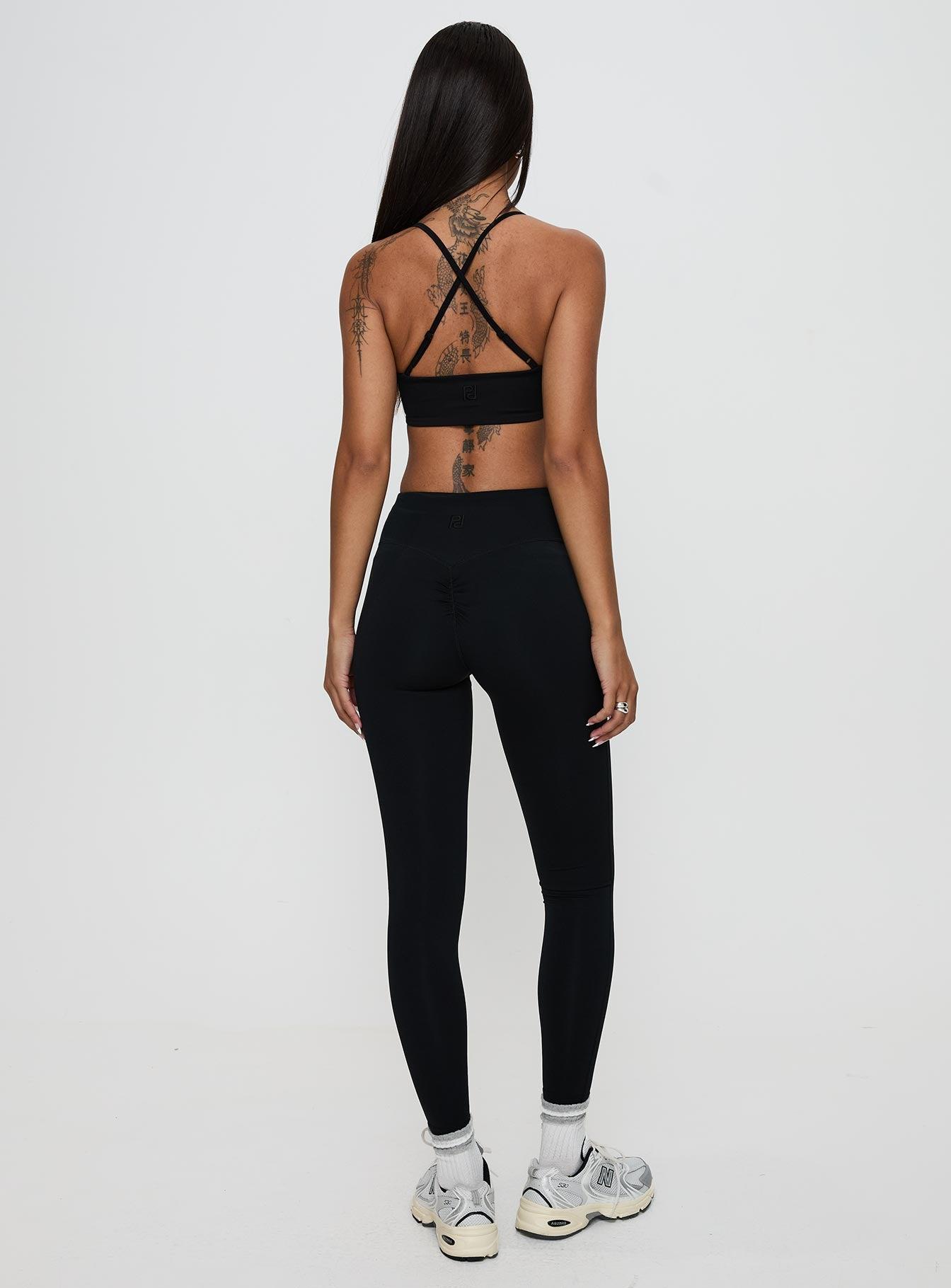 Dellah Ruched Back Leggings Black Product Image