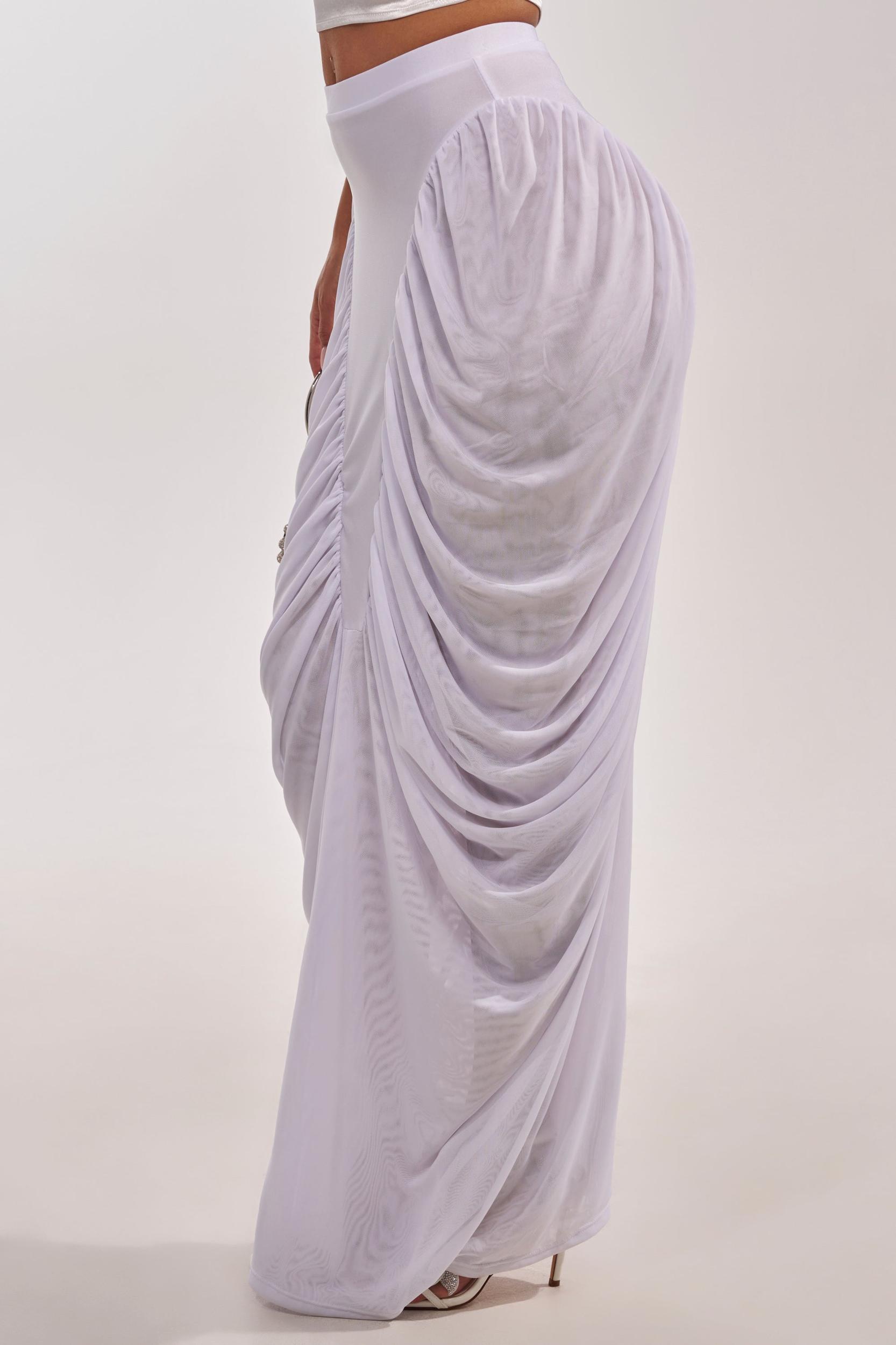 DREAMY RUCHED SKIRT IN WHITE Product Image