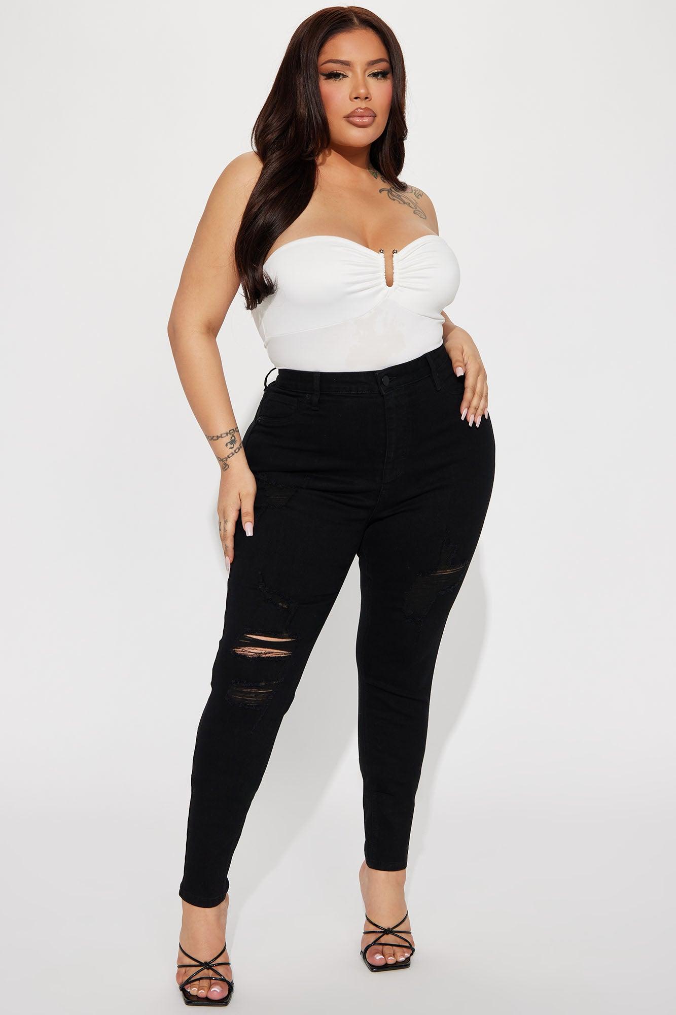 Miami Booty Lifting Ripped High Rise Stretch Skinny Jeans - Black Product Image