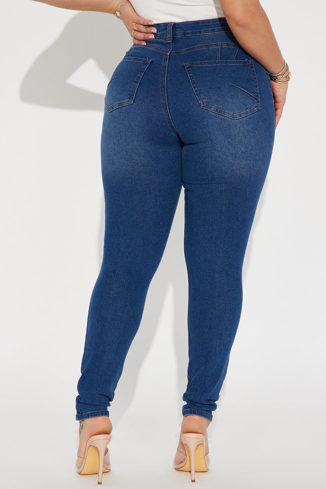 Back It Up Ripped Booty Lifting Stretch Skinny Jeans - Dark Wash Product Image