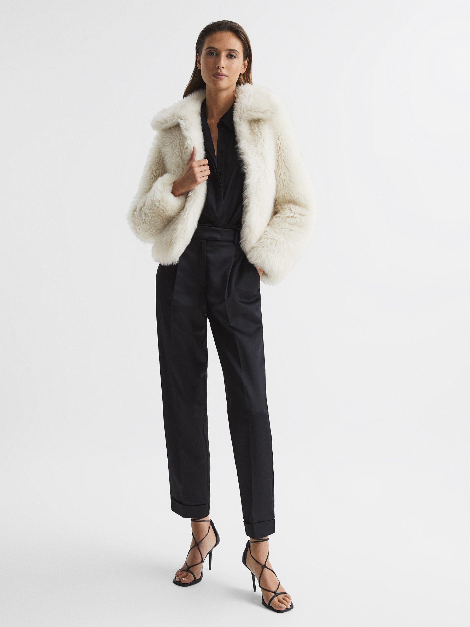 Short Shearling Jacket in Cream Product Image