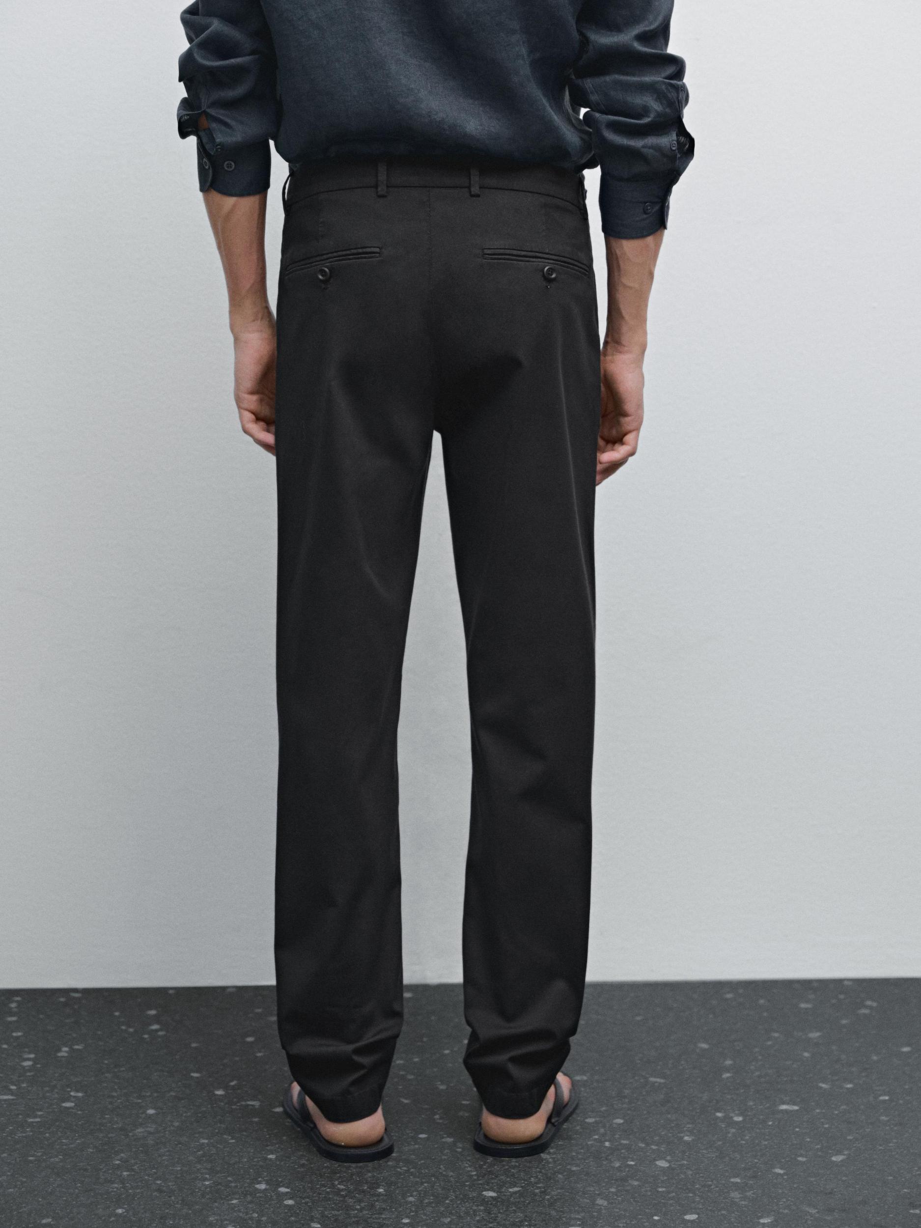 Cotton blend slim fit trousers Product Image