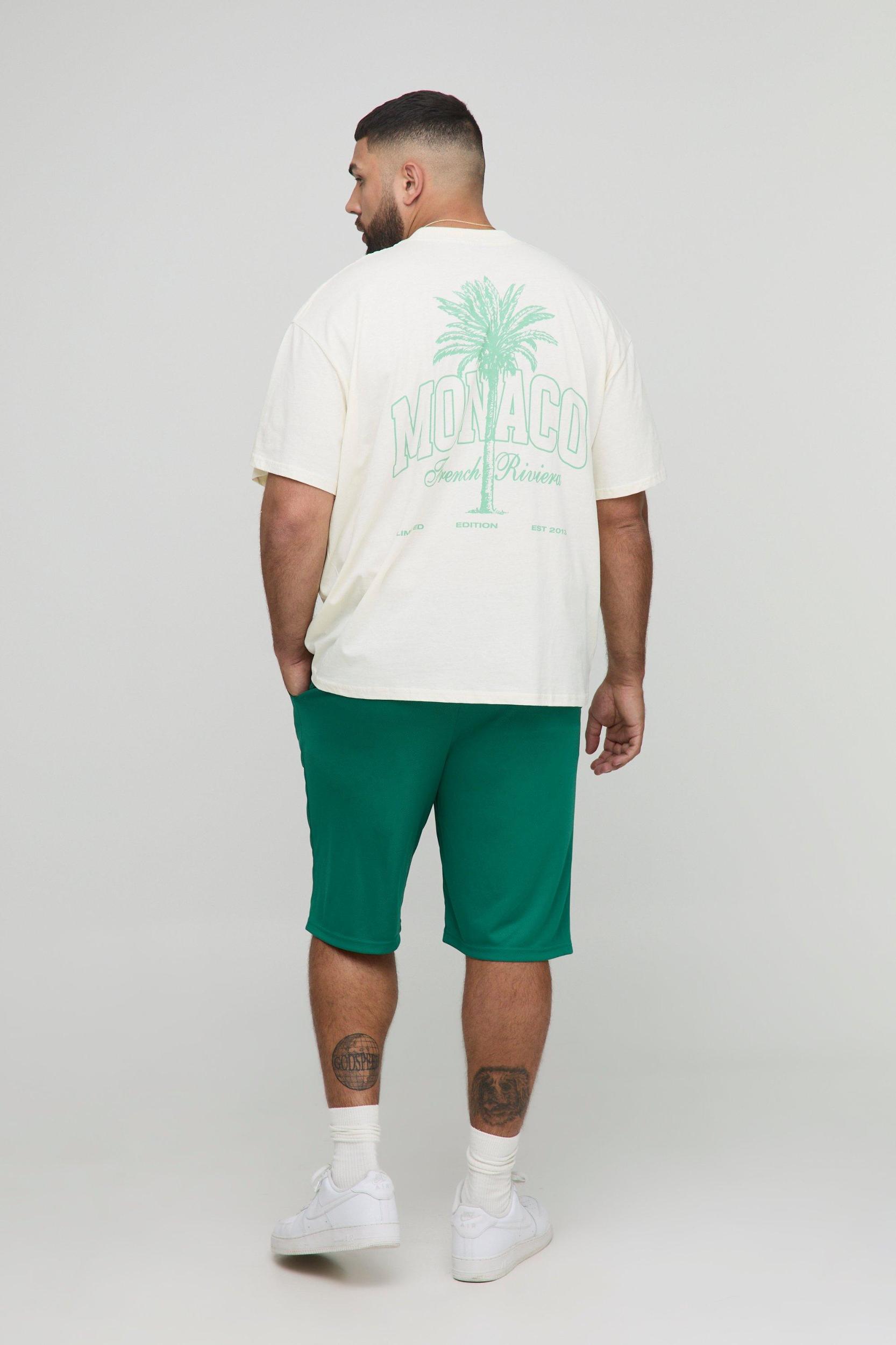 Plus Oversized Monaco French Riviera Palm Printed T-Shirt | boohooMAN USA Product Image