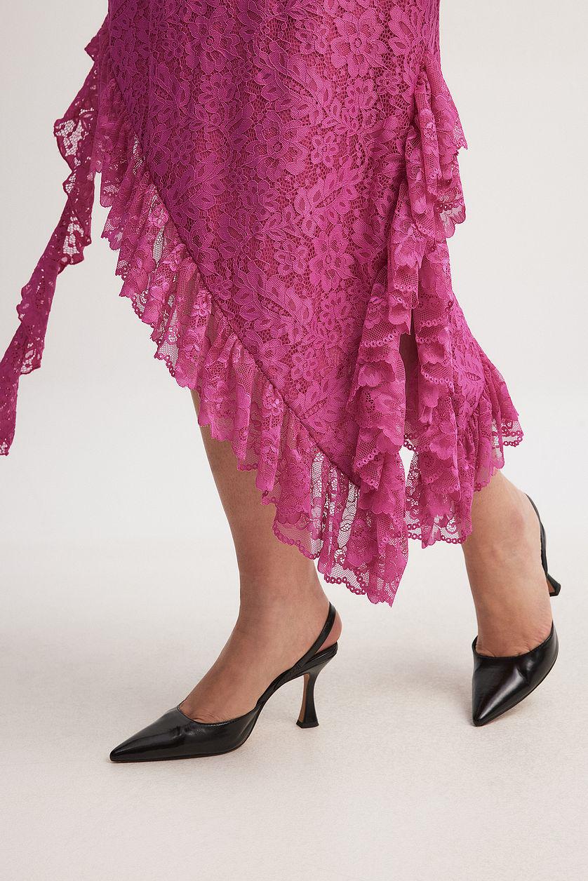 Lace Frill Midi Dress Product Image