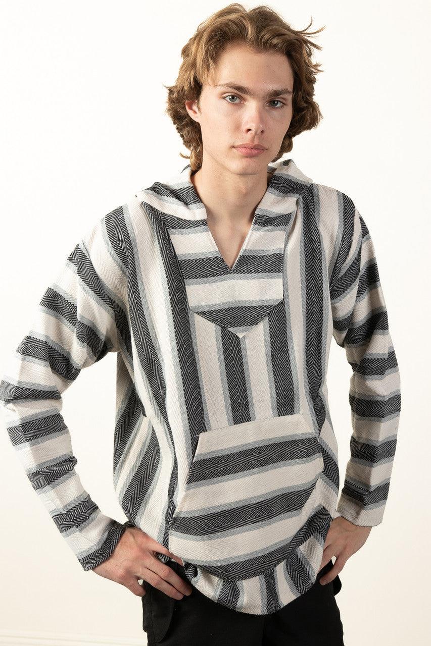 Lightweight Natural Black Stripe Baja Hoodie Product Image