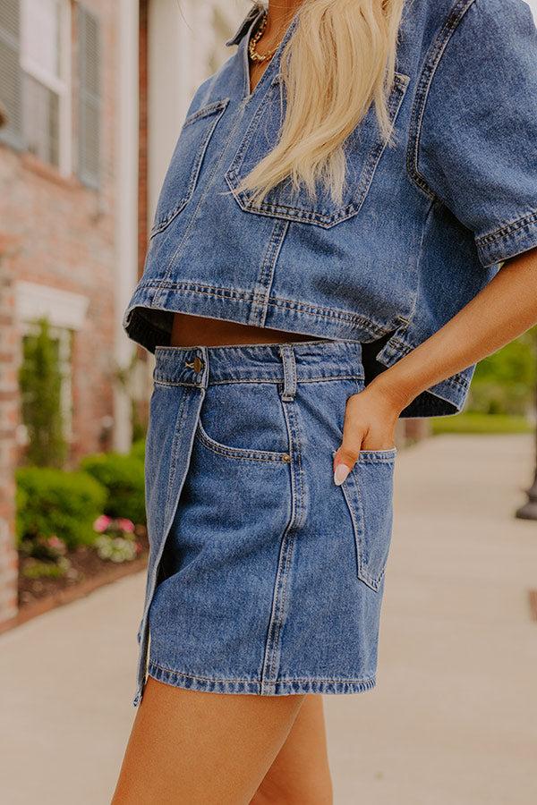 Downtown Chic High Waist Denim Skort Product Image